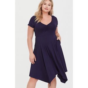 Torrid Navy Jersey Strappy Handkerchief Dress
